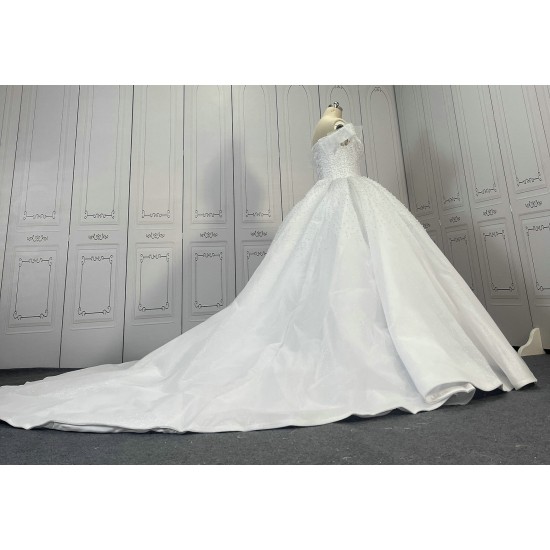 Off The Shoulder Pearl Wedding Dress CBWD0049