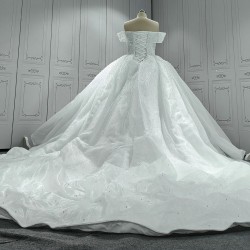 Off The Shoulder Pearl Wedding Dress CBWD0048