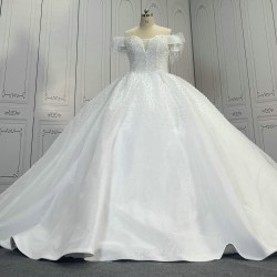 Off The Shoulder Pearl Wedding Dress CBWD0049