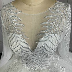Round Neck Appliqued Long Sleeves Luxury Wedding Dresses CBWD0040