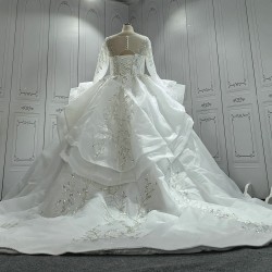 Round Neck Flare Shawls Vintage Luxurious Wedding Gown CBWD0038
