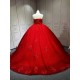 One Shoulder Budget Off The Shoulder Red Quinceanera Dresses Floor Birthday Party Gown Sweet 16