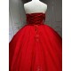 One Shoulder Budget Off The Shoulder Red Quinceanera Dresses Floor Birthday Party Gown Sweet 16