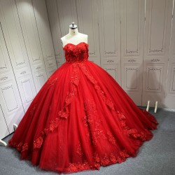 One Shoulder Budget Off The Shoulder Red Quinceanera Dresses Floor Birthday Party Gown Sweet 16