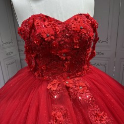 One Shoulder Budget Off The Shoulder Red Quinceanera Dresses Floor Birthday Party Gown Sweet 16
