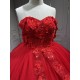 One Shoulder Budget Off The Shoulder Red Quinceanera Dresses Floor Birthday Party Gown Sweet 16