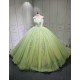 Sleeveless Sage Green Quince Dress Strapless Vestidos De XV Anos Lace Appliques Sweet 15 Gowns