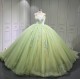 Sleeveless Sage Green Quince Dress Strapless Vestidos De XV Anos Lace Appliques Sweet 15 Gowns