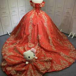 Red With Gold vestidos de 15 quinceaneravestidos de fiesta vestidos de 15 anosquinceanera vestido de 15 quinceanera With Matching Bear