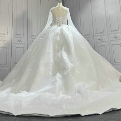 Round Neck Long Sleeves Elegant Wedding Ball Gown CBWD0033