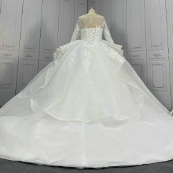Round Neck Shawl Skirt Lace Ball Gown Wedding Dress CBWD0028