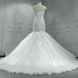 Round Neck Sleeveless Modern Mermaid Wedding Dress CBWD0026