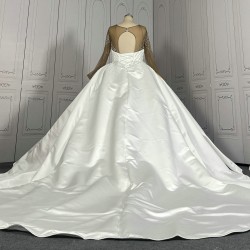 Satin African Pearl Ball Gowns With Long Sleeves 025