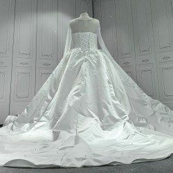 Satin Ball Gown Wedding Dress With Pearls CBWD0023