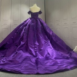 Satin Embroidery Emerald Purple Prom Dresses kitchen Party Dress CBWD0021