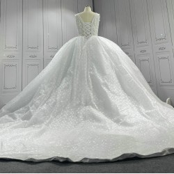 Sleeveless V Neck Lace Luxury Wedding Dress CBWD0016