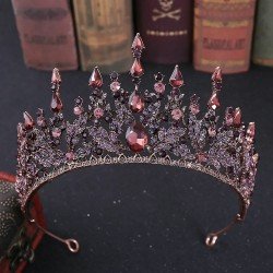 Baroque Vintage Crystal Crown Leaf Shape Fashion Rhinestone Tiara Hair Accessories Wedding Dress Headdress Princess Jewelry Gift