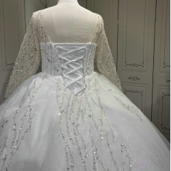 2024 Long Sleeve Ball Gown Sequin Bridal Dress Sweetheart Wedding Dresses Robe de Mariage