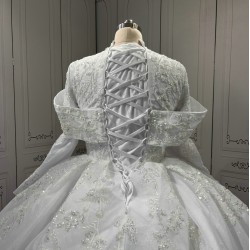 2024 New White Ivory Wedding Dress Long Sleeve Wedding Gowns Backless Party Bridal Dresses Vestido De Novias