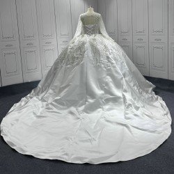 2024 Vintage Long Sleeve Wedding Dresses Pearl Bridal Dreeses Tailor Made Women Clothing