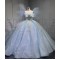 2025 Sky Blue Quince Dress Sleeveless Girl Sweet 15 Gowns Shiny Sequin Birthday Party Dress With Bow