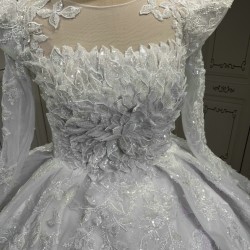 African Luxury Ball Gown Wedding Dress Long Sleeve Appliques Wedding Gowns Plus Size Bride Vestido de noiva