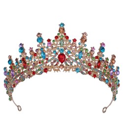 Baroque Multicolor Crystal Bridal Crowns Wedding Headband Tiaras Hair Jewelry Accessories Women Rhinestone Headwear Queen Diadem