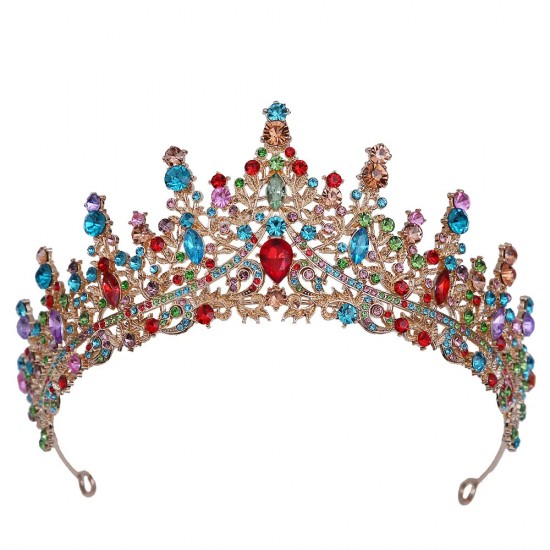 Baroque Multicolor Crystal Bridal Crowns Wedding Headband Tiaras Hair Jewelry Accessories Women Rhinestone Headwear Queen Diadem