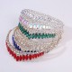 Baroque Red Green Blue Crown Hair Accessories Luxury Big Crystal Tiara For Women Wedding Headdress Bridal Pageant Hair Jewelry