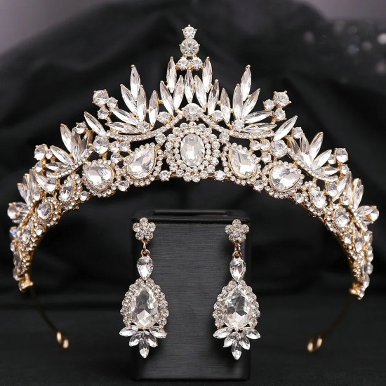 Baroque Vintage Princess Queen Bridal Crown Headwear Crystal Tiara For Women Party Wedding Crown Hair Dress Accessories Jewelry