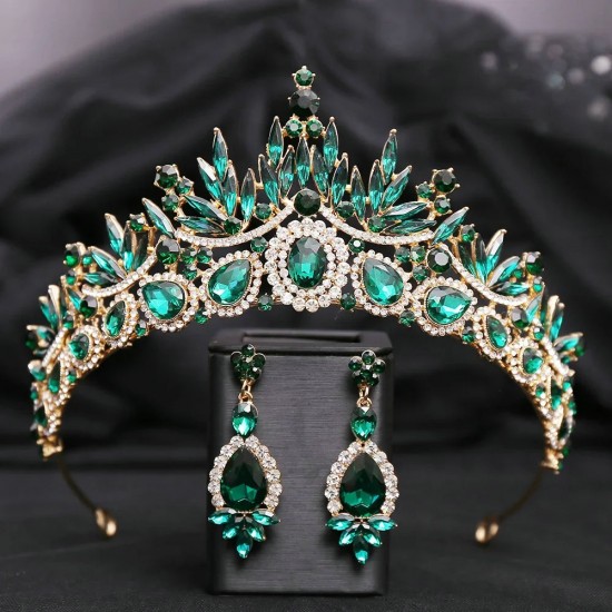 Baroque Vintage Princess Queen Bridal Crown Headwear Crystal Tiara For Women Party Wedding Crown Hair Dress Accessories Jewelry
