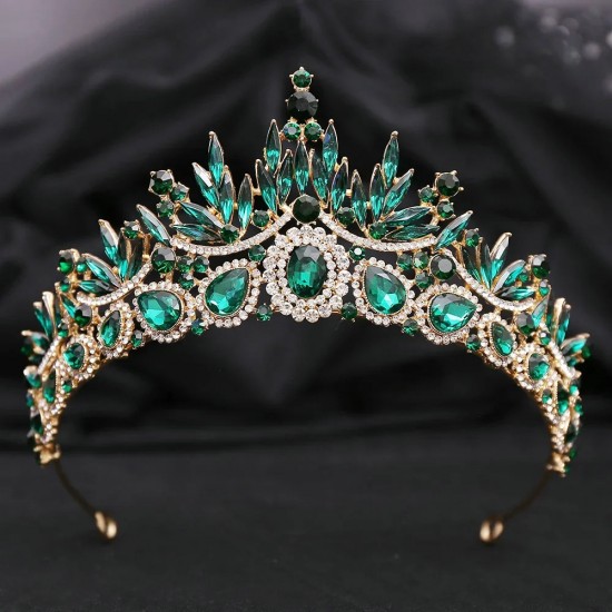 Baroque Vintage Princess Queen Bridal Crown Headwear Crystal Tiara For Women Party Wedding Crown Hair Dress Accessories Jewelry