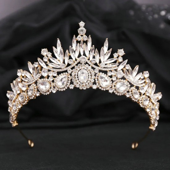 Baroque Vintage Princess Queen Bridal Crown Headwear Crystal Tiara For Women Party Wedding Crown Hair Dress Accessories Jewelry