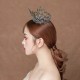 Bridal Headwear Vintage Golden Lady Wedding Rhinestone Tiara Birthday Round Crown Hair Accessories for Women Party Headdress