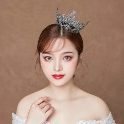 Bridal Headwear Vintage Golden Lady Wedding Rhinestone Tiara Birthday Round Crown Hair Accessories for Women Party Headdress