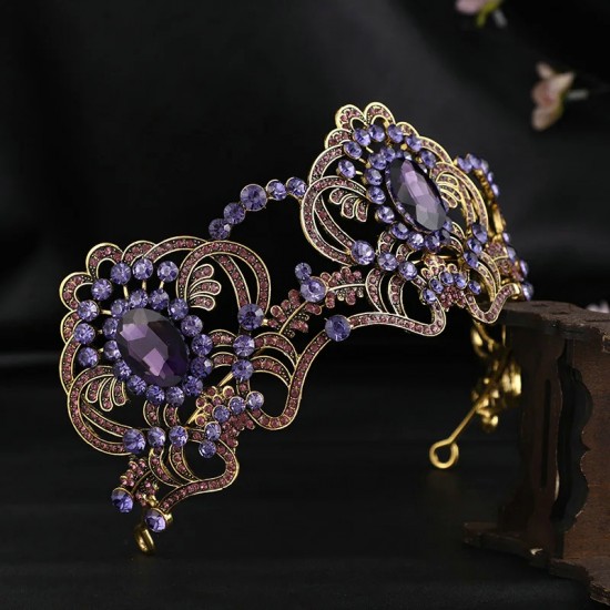 Bridal Headwear Vintage Lady Fashion Wedding Princess Rhinestone Tiara Birthday Crown Hair Accessories for Women Party Headdress