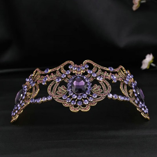 Bridal Headwear Vintage Lady Fashion Wedding Princess Rhinestone Tiara Birthday Crown Hair Accessories for Women Party Headdress