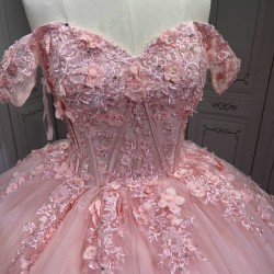 Cap Sleeves Pink Quinceanera Dresses for Girl Sweetheart Neck Appliques Ball Gown Vestidos De Baile Custom Made