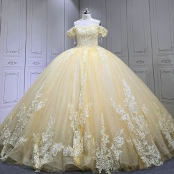 Customized 2024 Luxury Champagne Princess Ball Gown Quinceanera Dress Appliques Birthday Party Sweet 15 Vestidos De 15 Anos