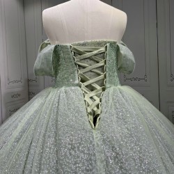Customized 2024 Sage Green Princess Ball Gown Quinceanera Dress Sequins Beaded Birthday Party Sweet 15 Vestidos De 15 Anos