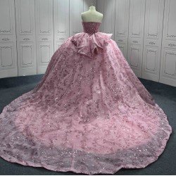 Customized Pink Ball Gown Princess Quinceanera Dresses 2024 Sweetheart Girls Birthday Party Dress For Sweet 15 16