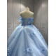 Customized Sky Blue Quinceanera Dresses Flowers Appliques Sweetheart Ball Gowns Princess Vestidos De 15 Anos