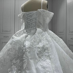 Customized Spaghetti Strap Vestido De Noiva Lace Appliques Ball Gown African Wedding Dresses