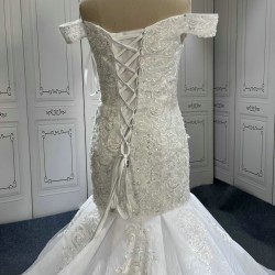 Fashion Off Shoulder Wedding Dresses 2024 Strapless Lace Appliques Mermaid Women Bridal Gowns