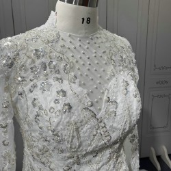 Long Sleeve African Wedding Dresses 2024 High Neck Robe De Mariee Bride Dresses Vestido De Noiva