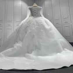 Long Sleeve Crystal Wedding Dresses Dubai African Arabic Bride Dresses Vestidos De Noiva