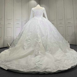 Long Sleeve Plus Size Wedding Dress Sequins Lace Appliques Plus Size Bridal Tulle Mariage Vestido De Noiva