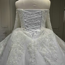 Long Sleeve Sequin Wedding Dresses Sweetheart Neck Robe De Mariee Bridal Gown Party Custom Made For Bride