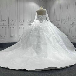 Long Sleeve Wedding Dress Plus Size Robe De Mariee 2024 Pearl Bridal Gowns Vestido De Noiva