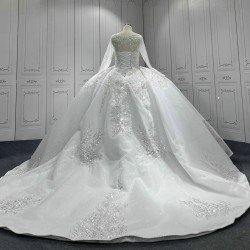 Long Sleeve Wedding Dress Sequin Bride Dress Scoop Neck Custom Made Princess Dress